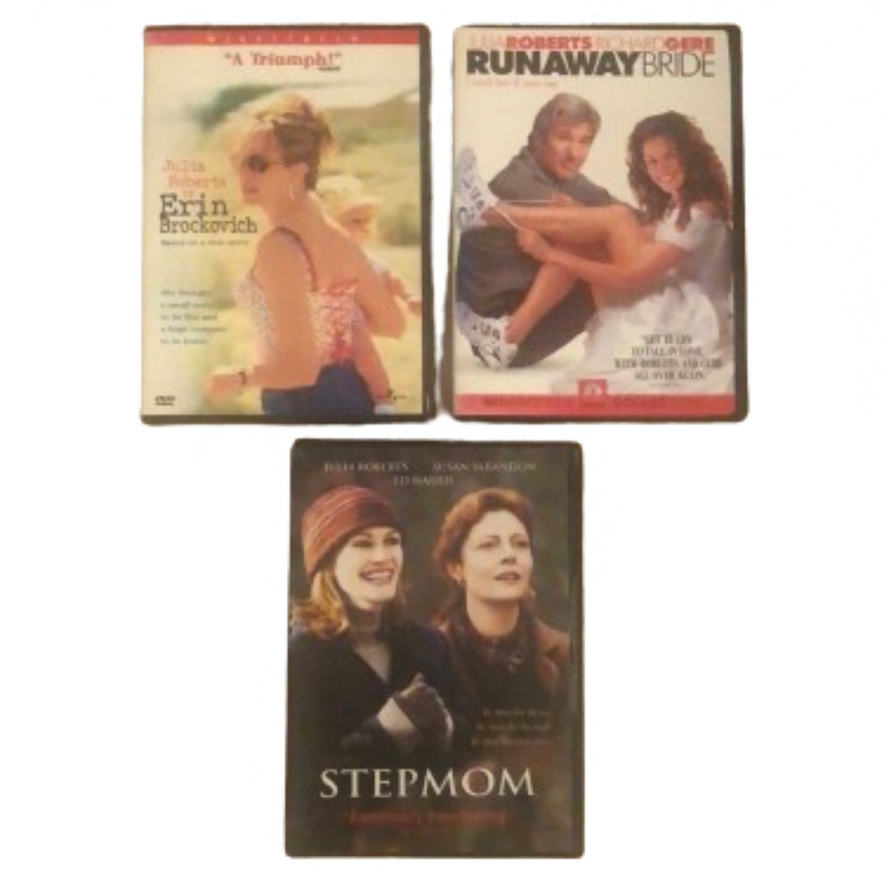 BUNDLE 3 JULIA ROBERTS DVDs • ERIN BROCKOVICH • RUNAWAY BRIDE • STEPMOM